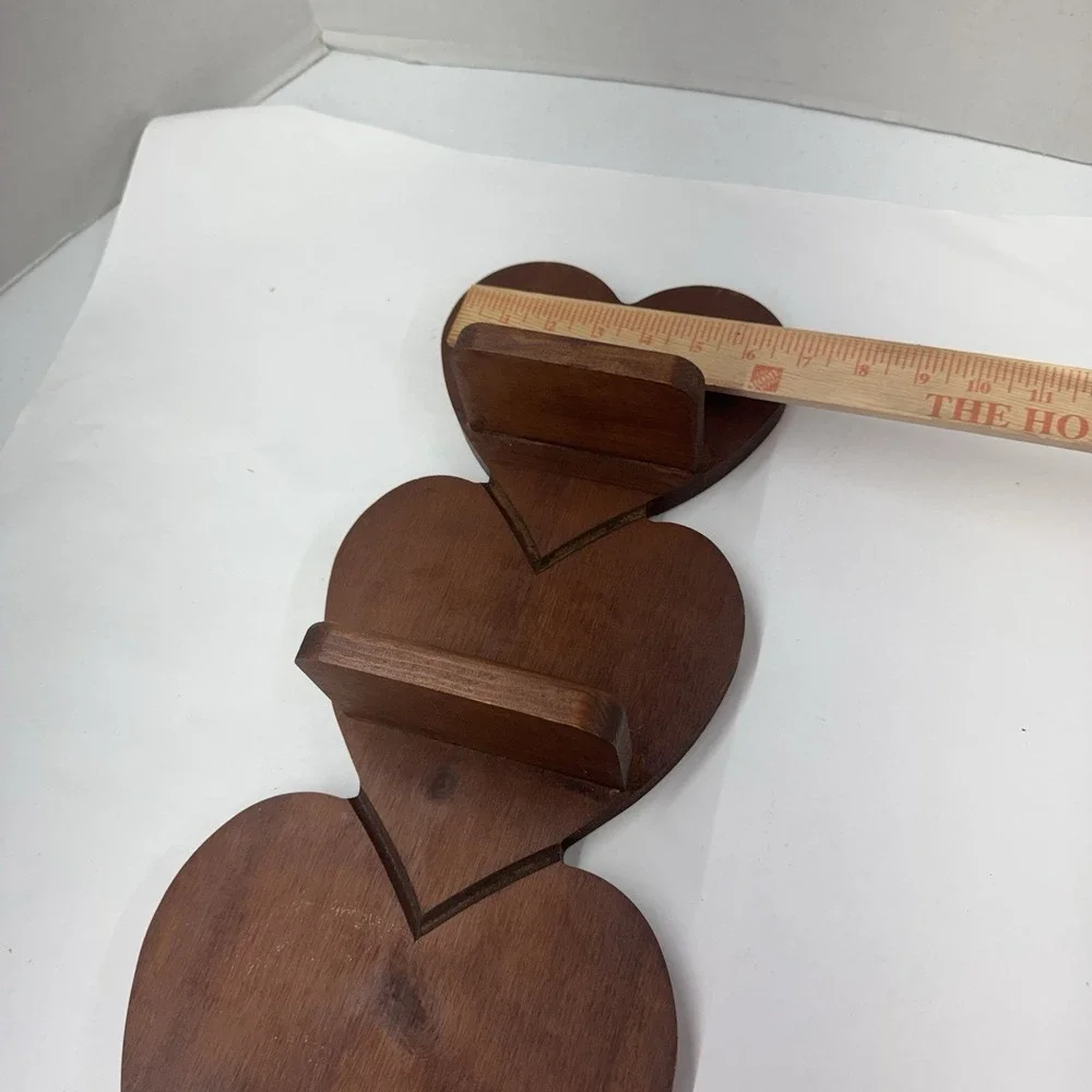 Vintage 3 Tier Wooden Heart Shaped Wall Shelf W/Peg Cottagecore Granny